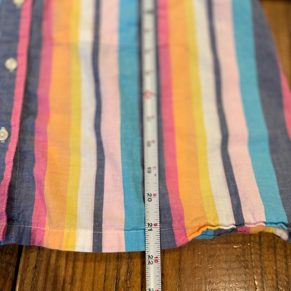 Gap Body Striped Button Down Shirt – XL – Lightweight Cotton Blend Rainbow - Picture 7 of 7